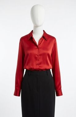 NEW FRENCH CONNECTION ennis satin button down shirt in wine